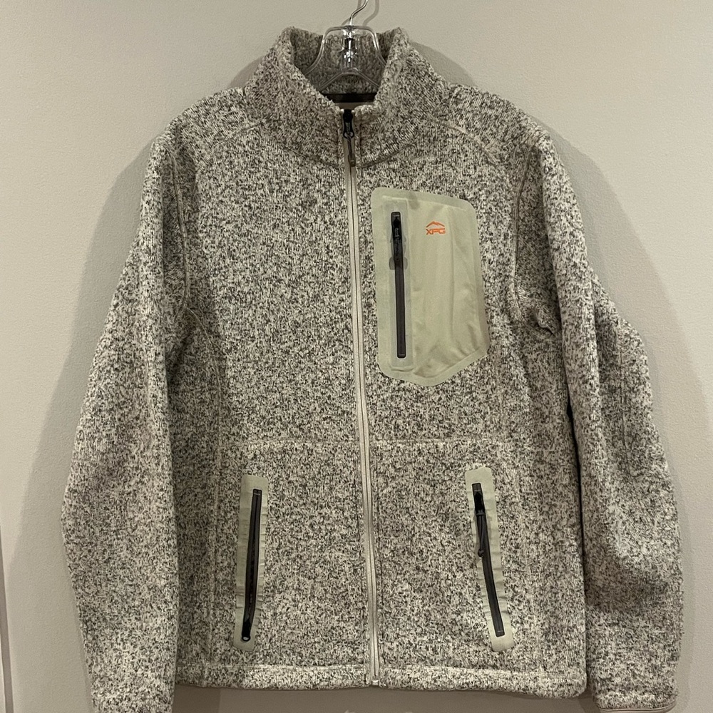 Cabela's XPG Jacket Men's L Gray Crème Extreme Performance Gear Full Zip Fleece